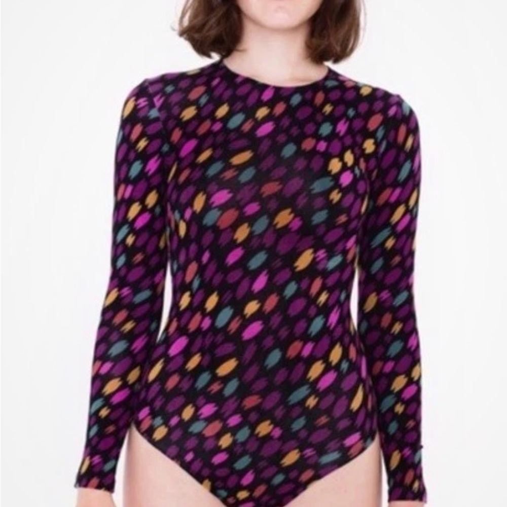 American Apparel Printed Long Sleeve Bodysuit Size Small Made in USA